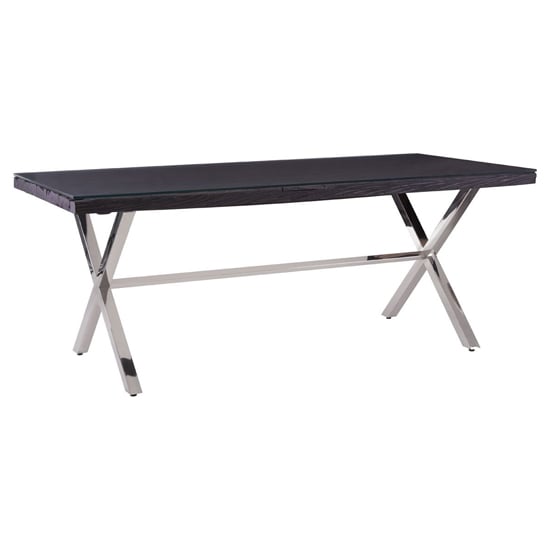 Product photograph of Kero Glass Top Dining Table With Cross Base In Black from Furniture in Fashion