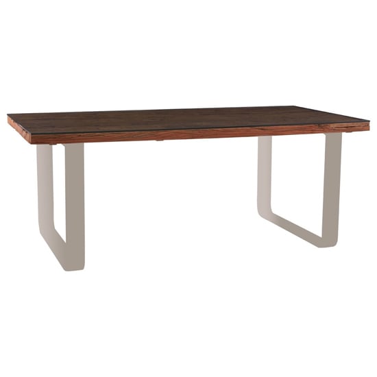 Photo of Kero glass top dining table with u-shaped base in natural