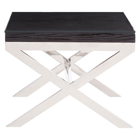 Kero Glass Top End Table With Cross Base In Black