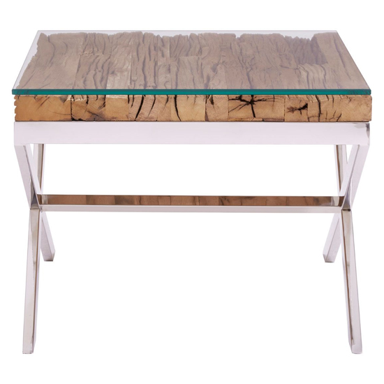 Kero Glass Top End Table With Cross Base In Natural