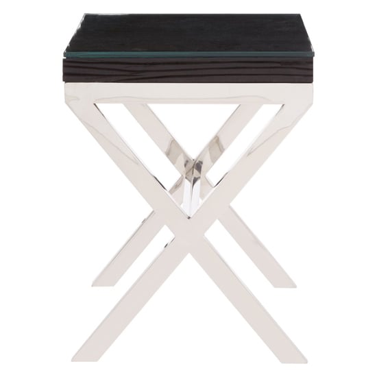 Kero Glass Top Side Table With Cross Base In Black_2