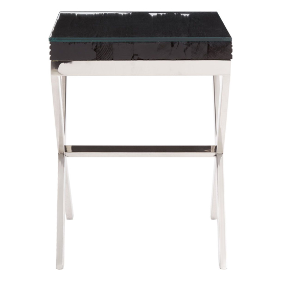 Kero Glass Top Side Table With Cross Base In Black_3
