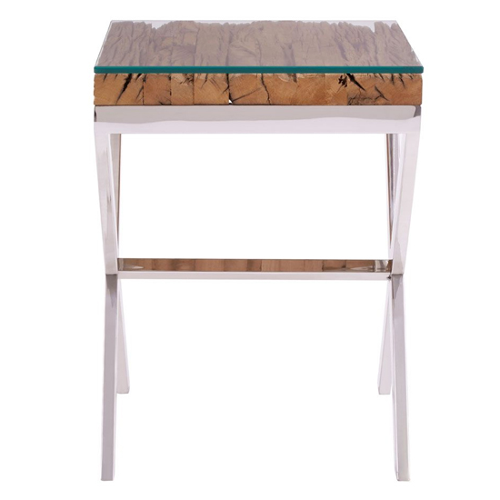 Kero Glass Top Side Table With Cross Base In Natural_3