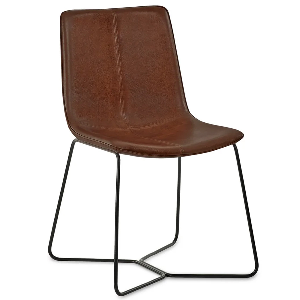 Kerrville Brown PU Leather Dining Chairs - Pair