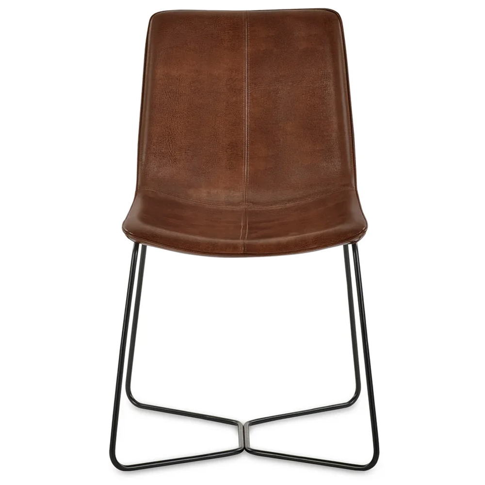 Kerrville Brown PU Leather Dining Chairs - Pair
