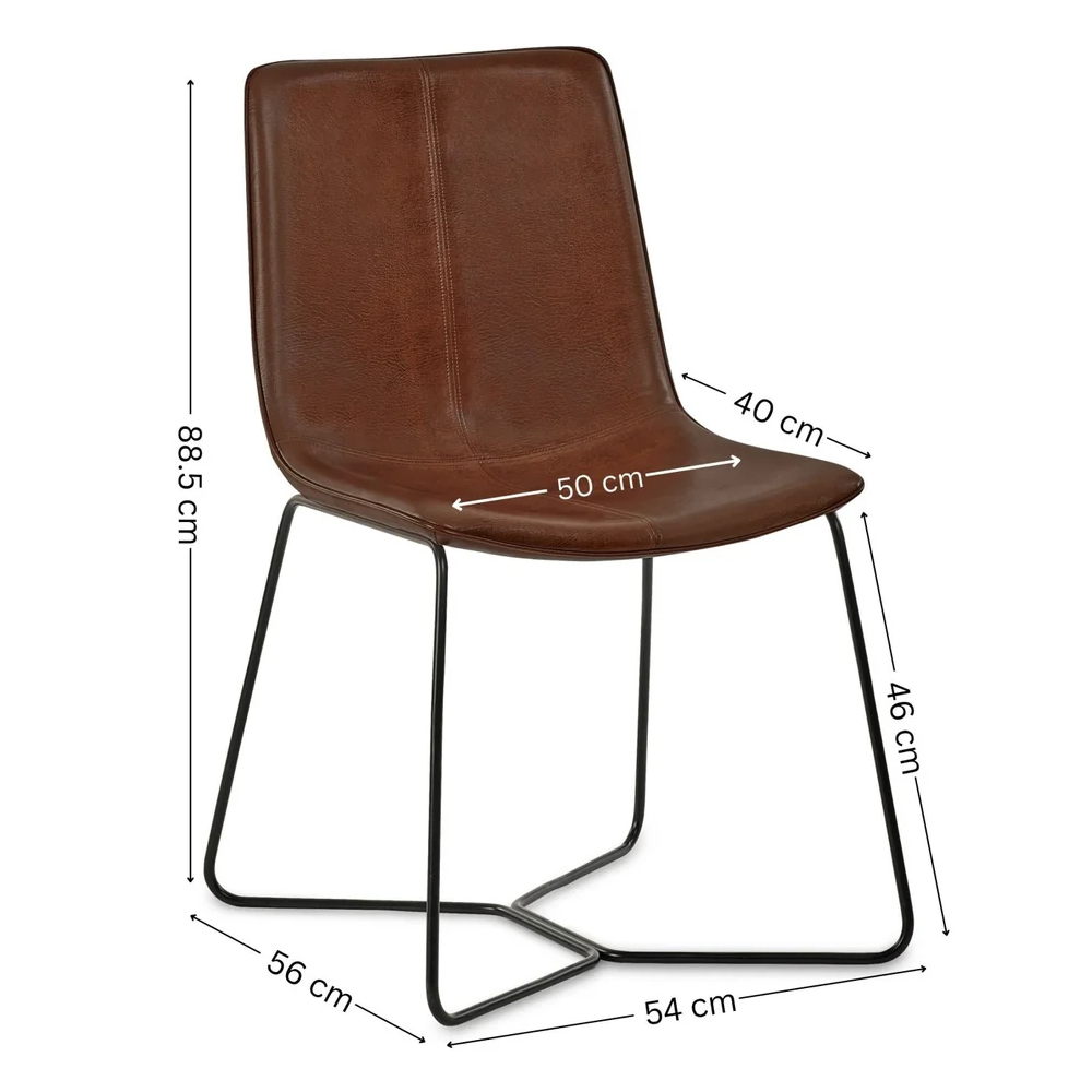 Kerrville Brown PU Leather Dining Chairs - Pair