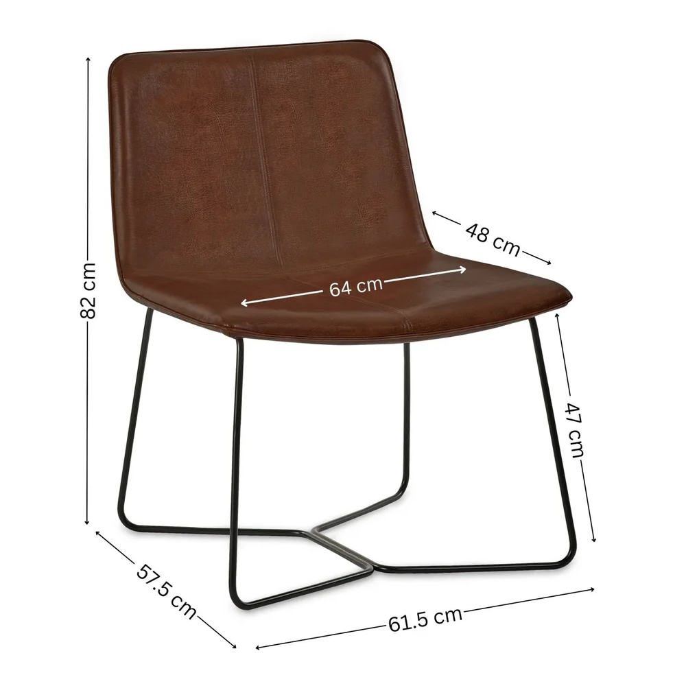 Kerrville PU Leather Accent Chair - Brown