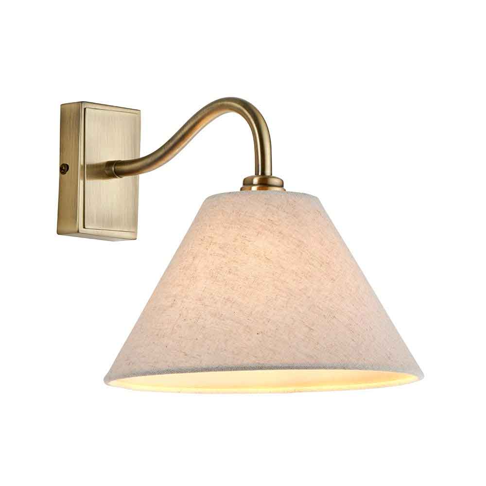 Kerrville Textured Fabric Wall Light In Antique Brass
