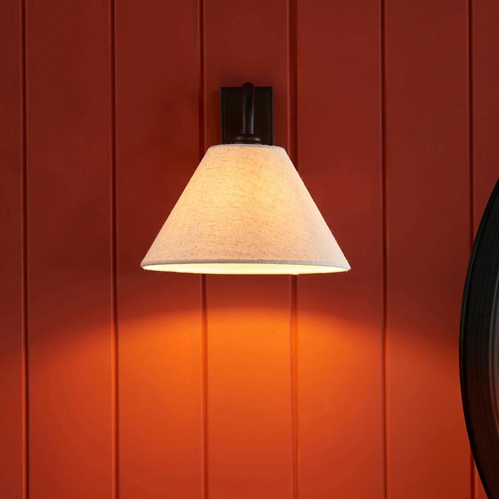Kerrville Textured Fabric Wall Light In Matt Black