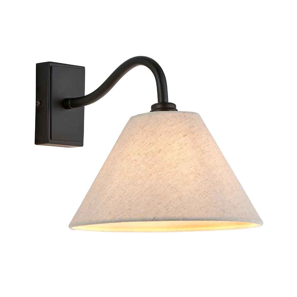 Kerrville Textured Fabric Wall Light In Matt Black