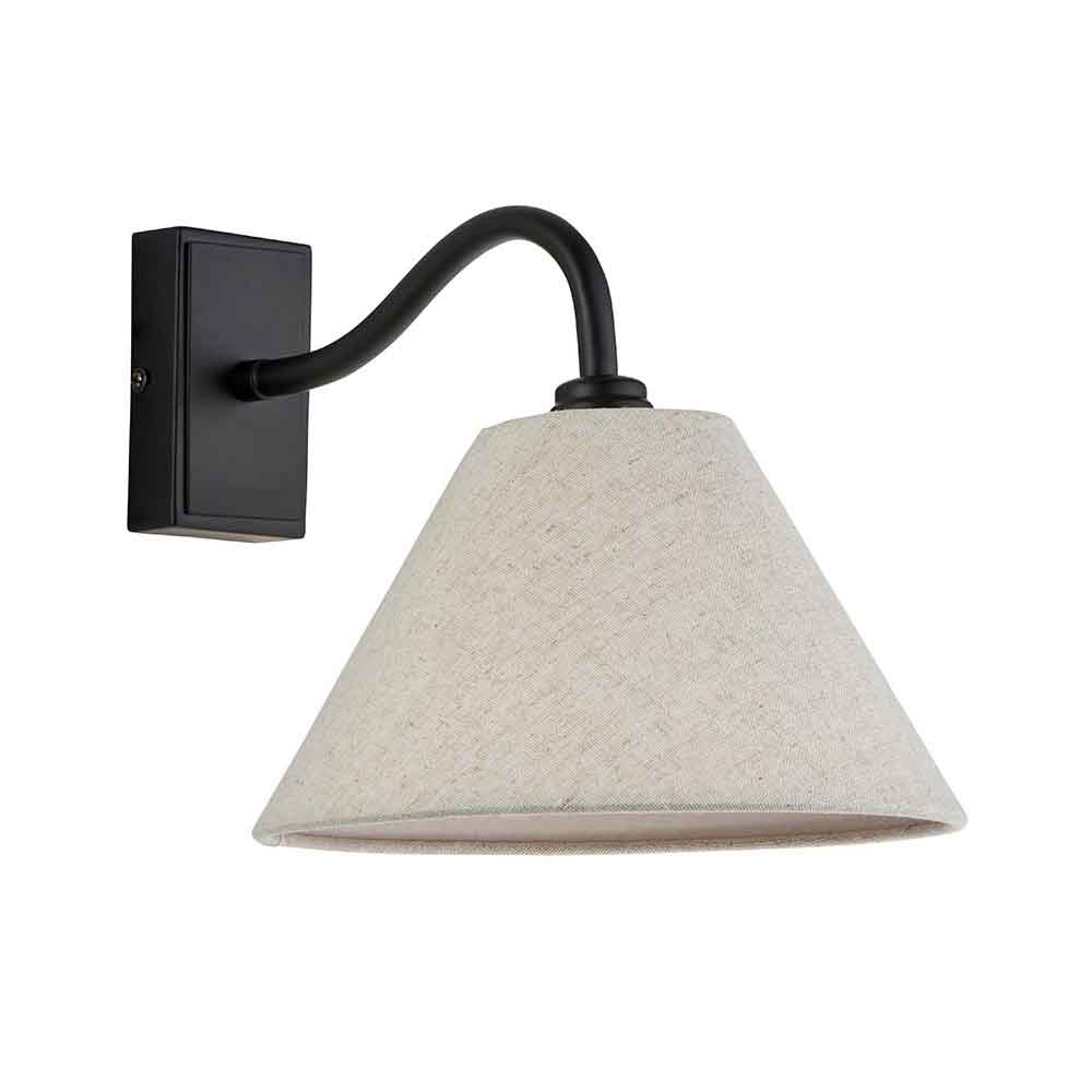 Kerrville Textured Fabric Wall Light In Matt Black