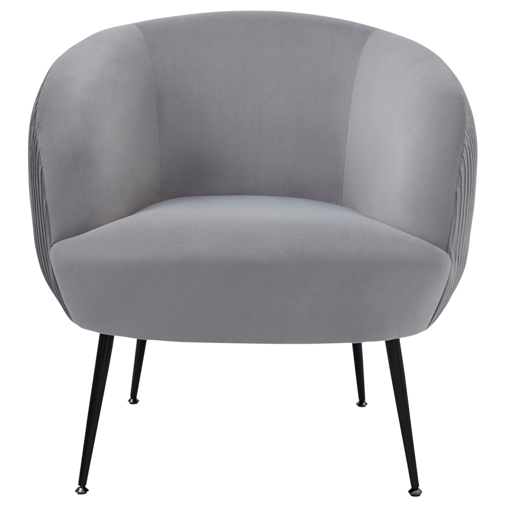 Kerrville Velvet Accent Chair With Black Legs In Grey