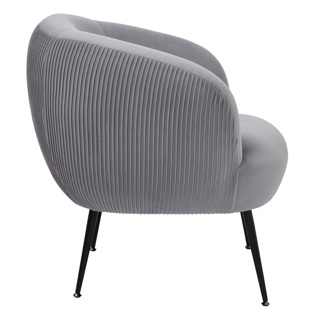 Kerrville Velvet Accent Chair With Black Legs In Grey