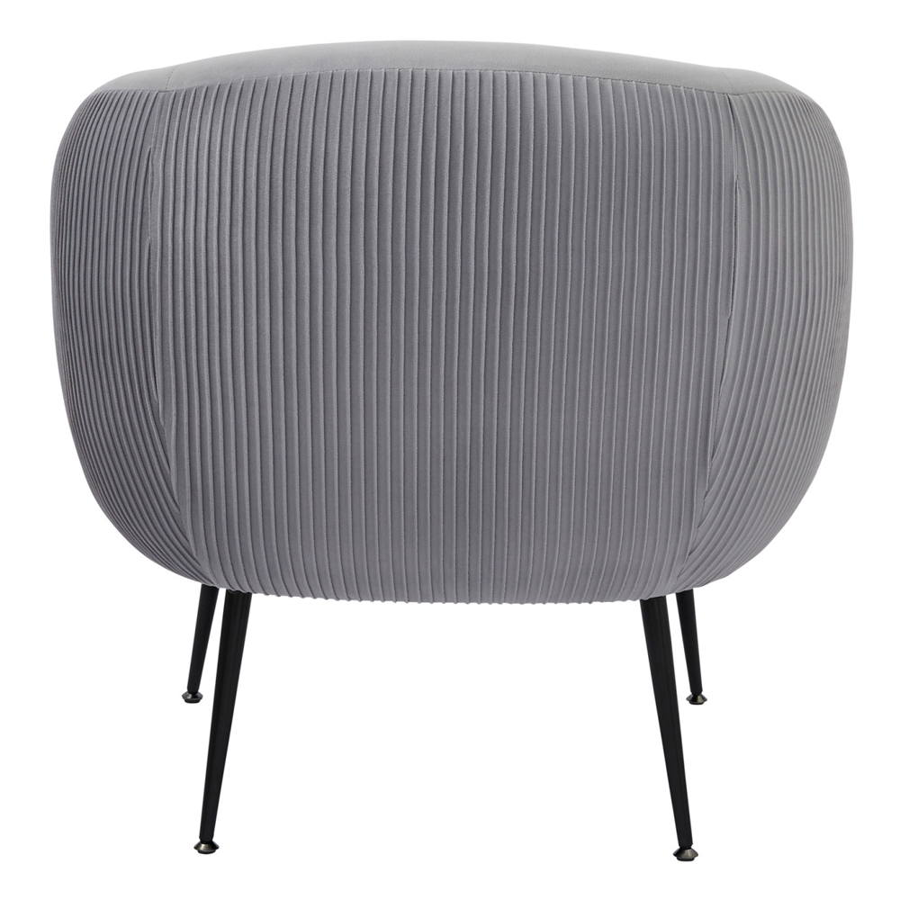 Kerrville Velvet Accent Chair With Black Legs In Grey