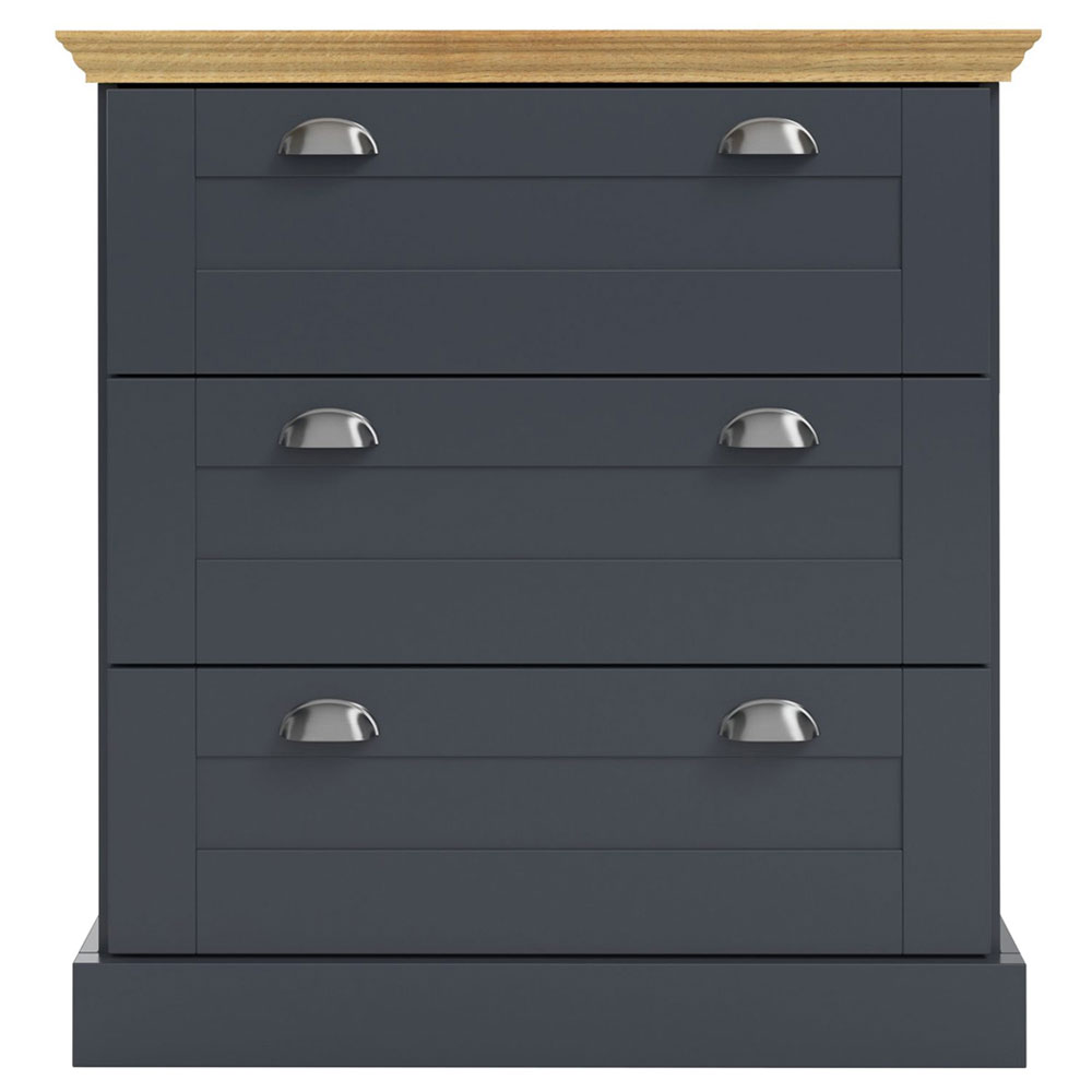 Kervan Wooden Chest Of 3 Drawers in Anthracite and Oak