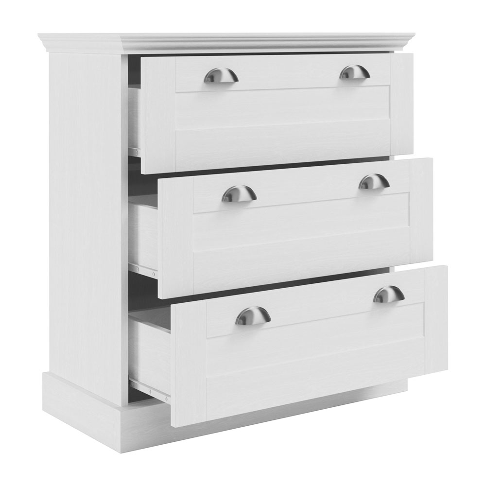 Kervan Wooden Chest Of 3 Drawers in White