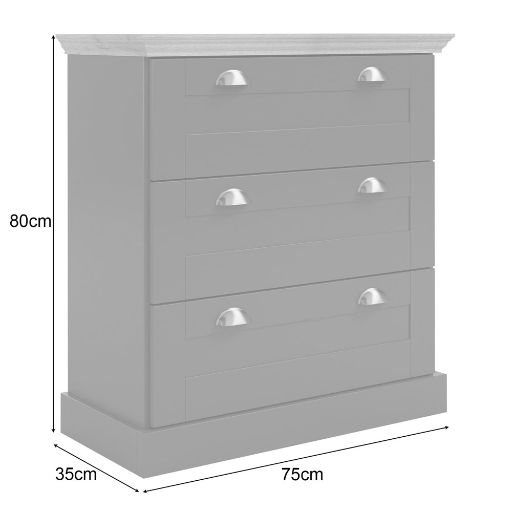 Kervan Wooden Chest Of 3 Drawers in White