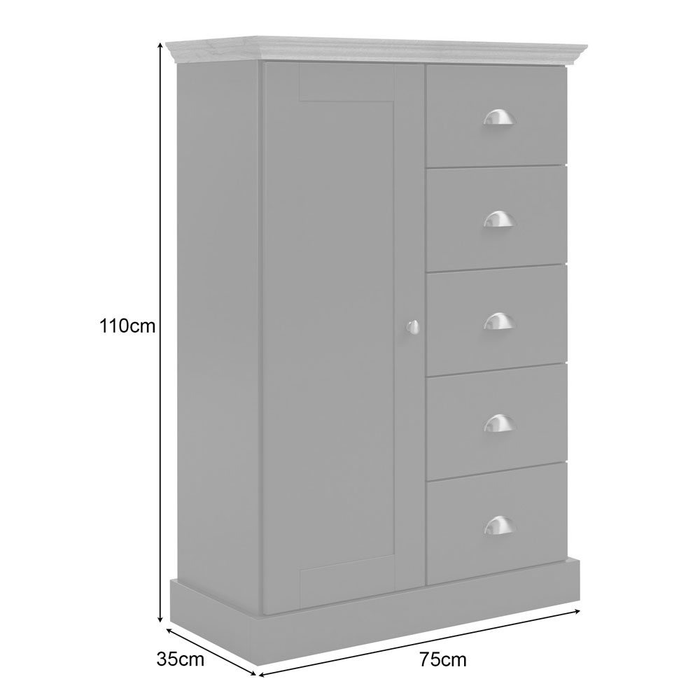 Kervan Wooden Highboard with 1 Door in Anthracite and Oak