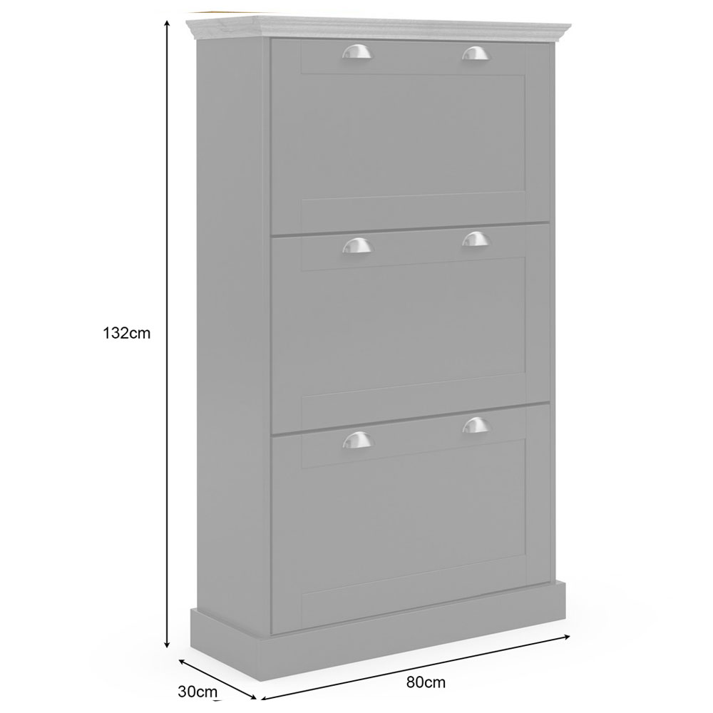 Kervan Wooden Shoe Storage Cabinet with 3 Flap Doors in Anthracite and Oak