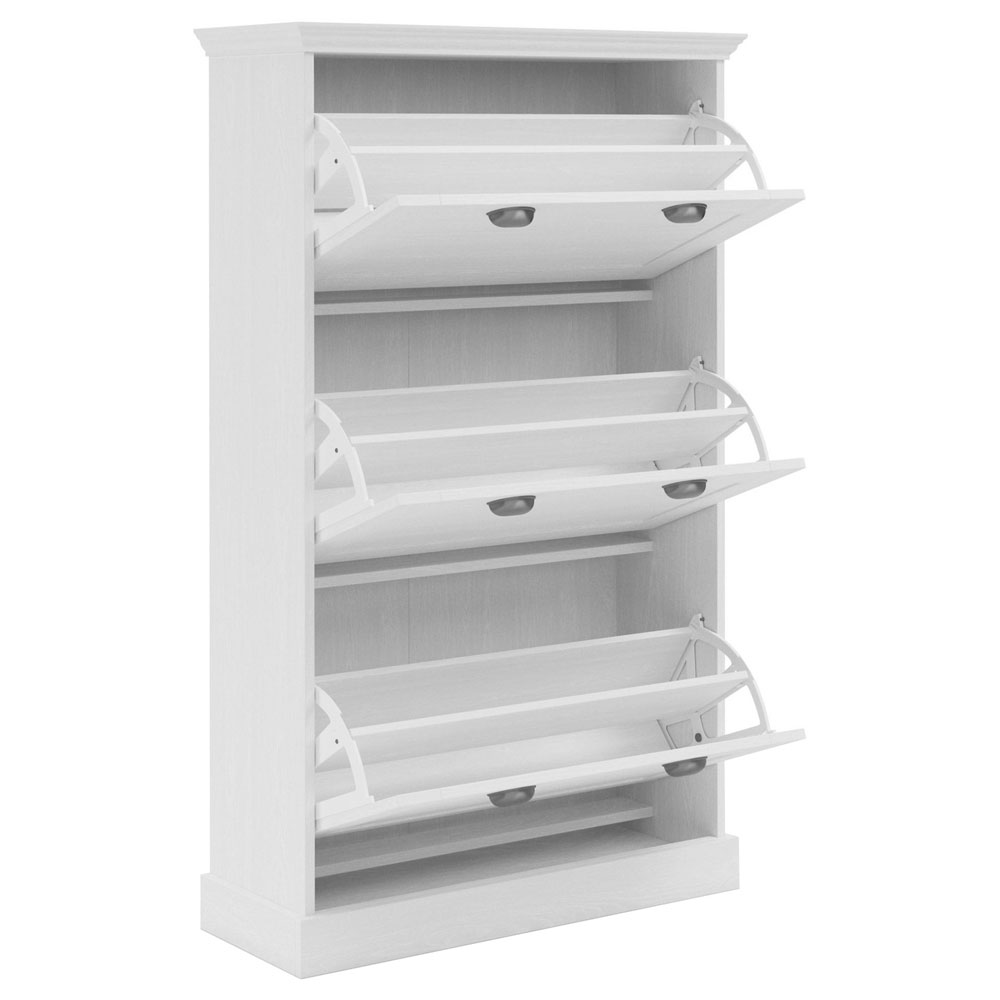 Kervan Wooden Shoe Storage Cabinet with 3 Flap Doors in White