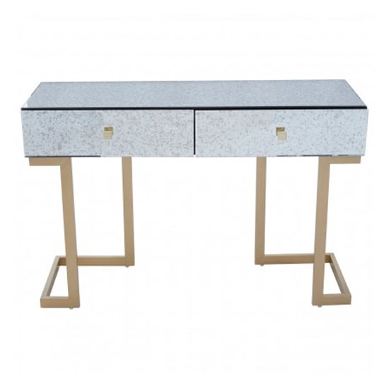 Photo of Keseni mirrored console table with brass base in silver