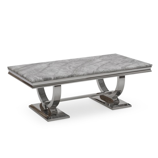 Kesley Coffee Table In Grey Marble Top And Stainless Steel Base_2