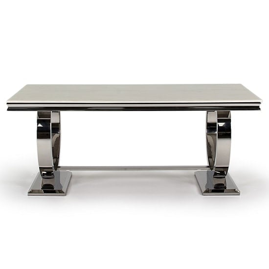 Kesley Marble Dining Table Large In Cream And Stainless Steel