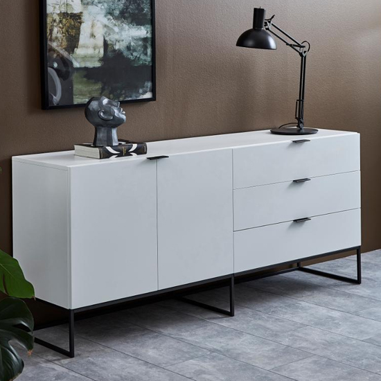 Read more about Kessito wooden 2 doors and 3 drawers sideboard in matt white