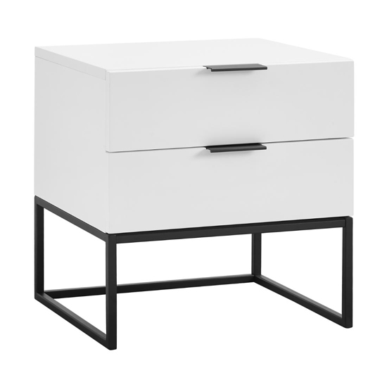 Read more about Kessito wooden 2 drawers bedside cabinet in matt white