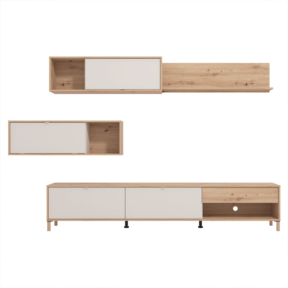 Kester Wooden Entertainment Unit in Artisan Oak and Cashmere