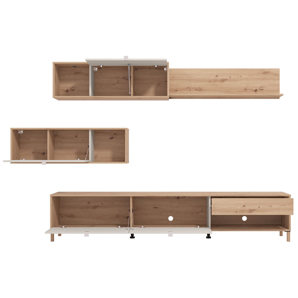 Kester Wooden Entertainment Unit in Artisan Oak and Cashmere