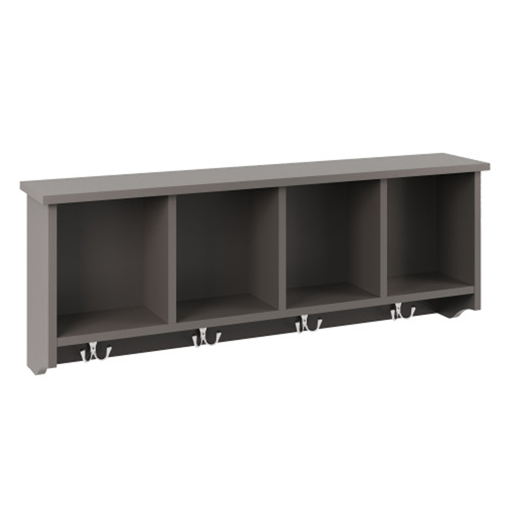 Keswick Wooden Shoe Seating Bench With Wall Coat Rack In Grey