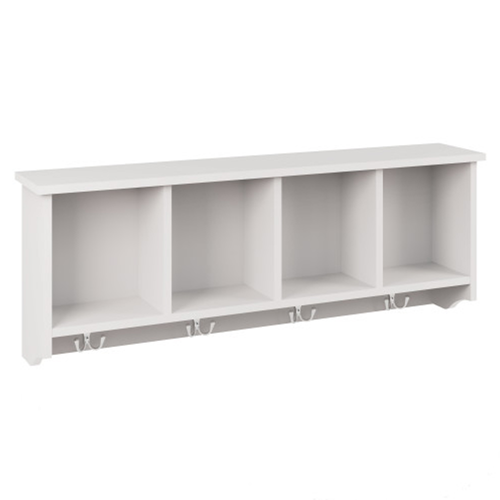 Keswick Wooden Shoe Seating Bench With Wall Coat Rack In White