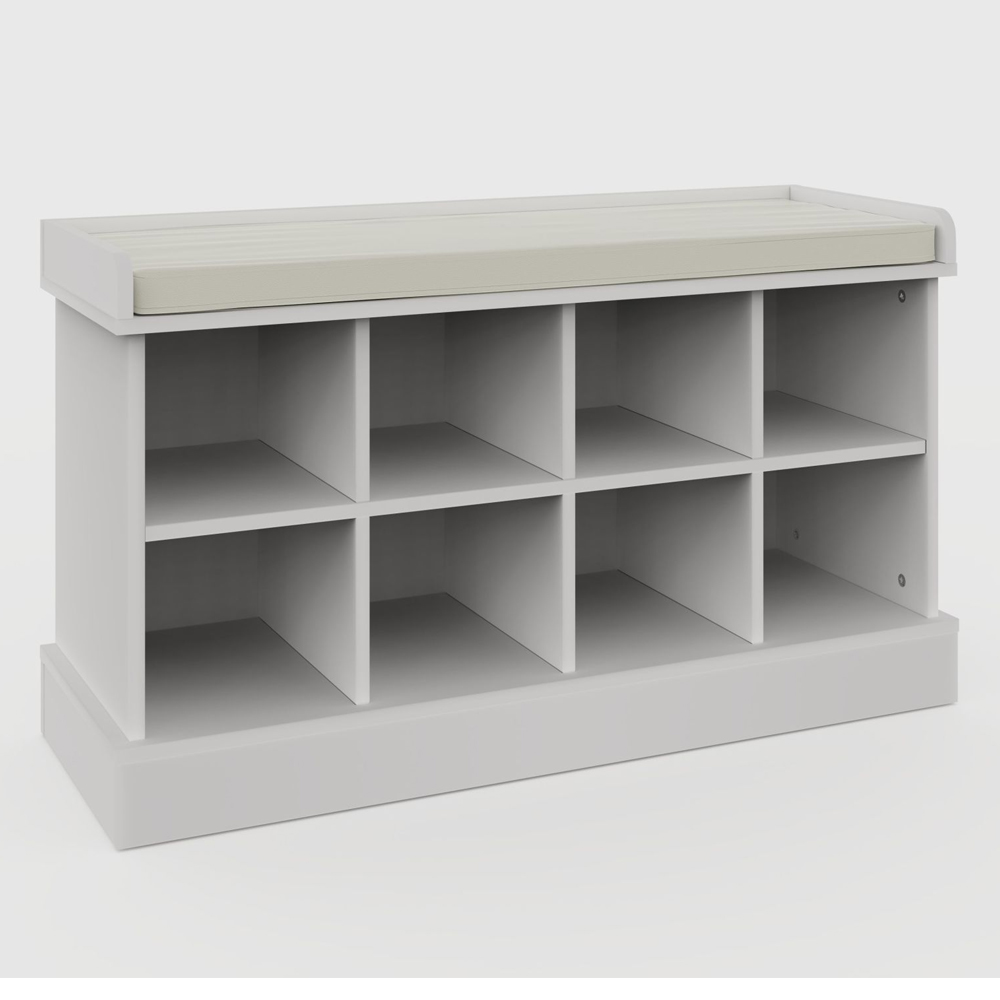 Keswick Wooden Shoe Storage Seating Bench In White