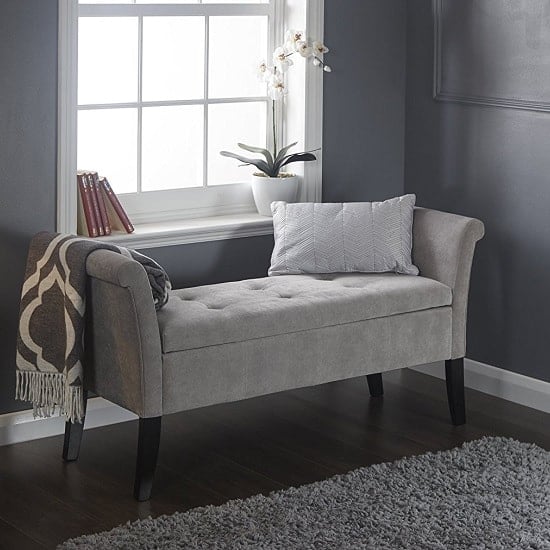 Read more about Bridport ottoman seat in silver chenille fabric with dark legs