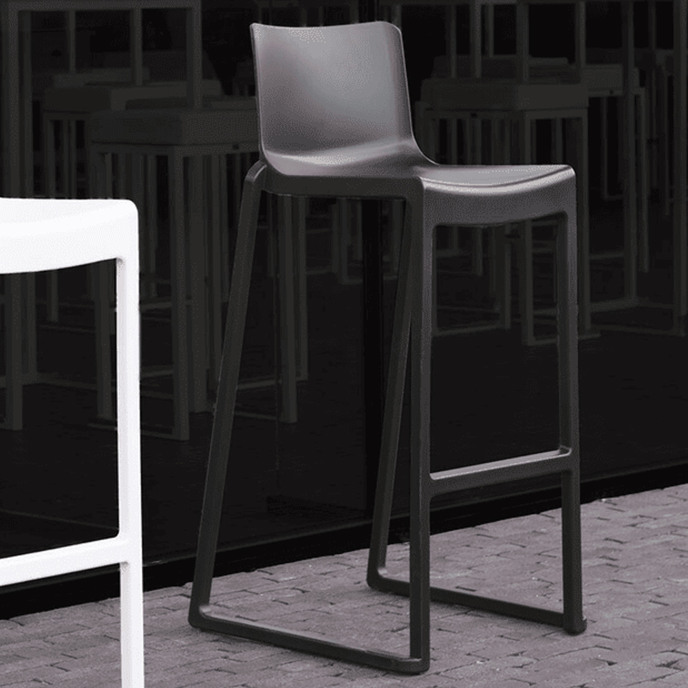 Ketchum Black Polypropylene Stacking Bar Stools In Pair