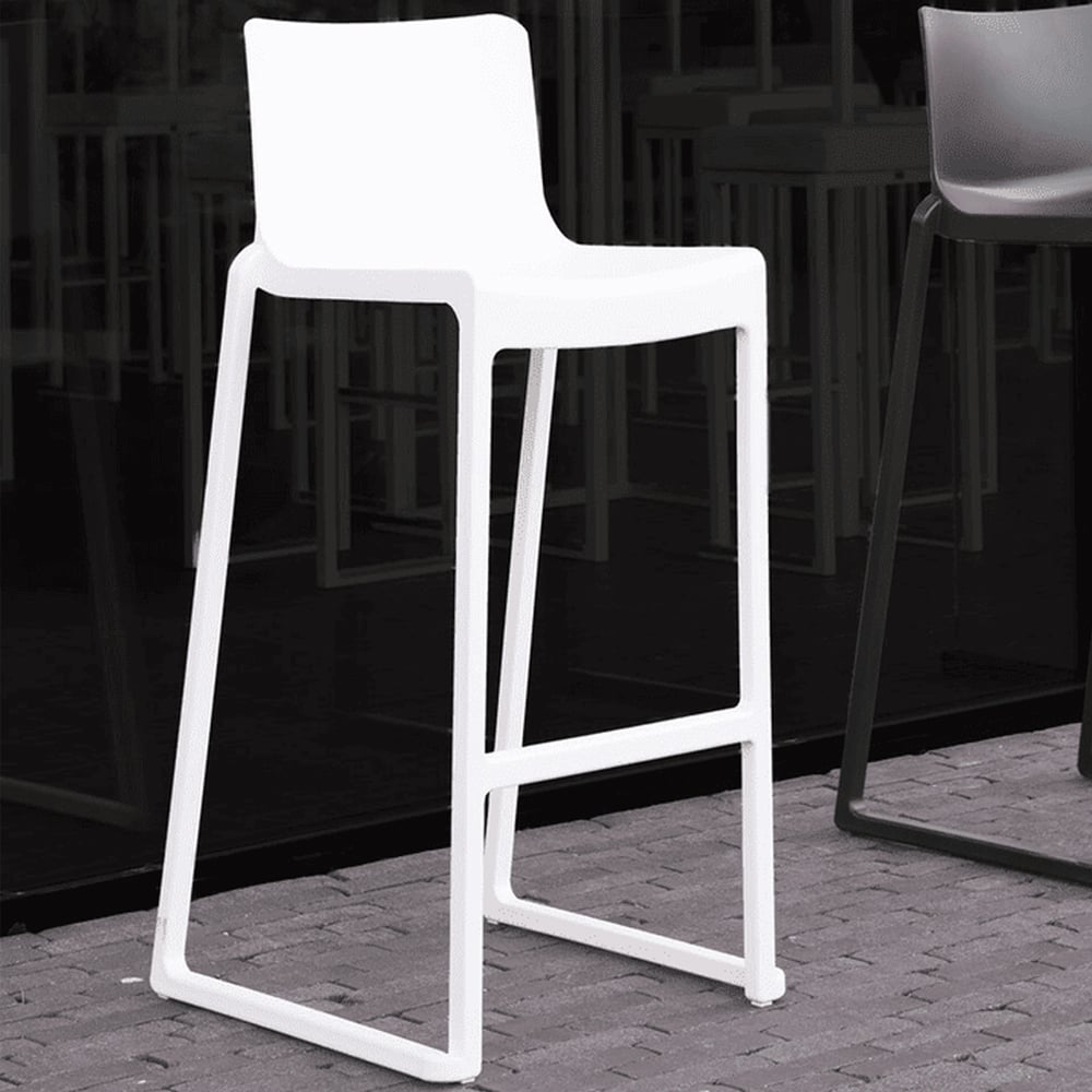 Ketchum White Polypropylene Stacking Bar Stools In Pair