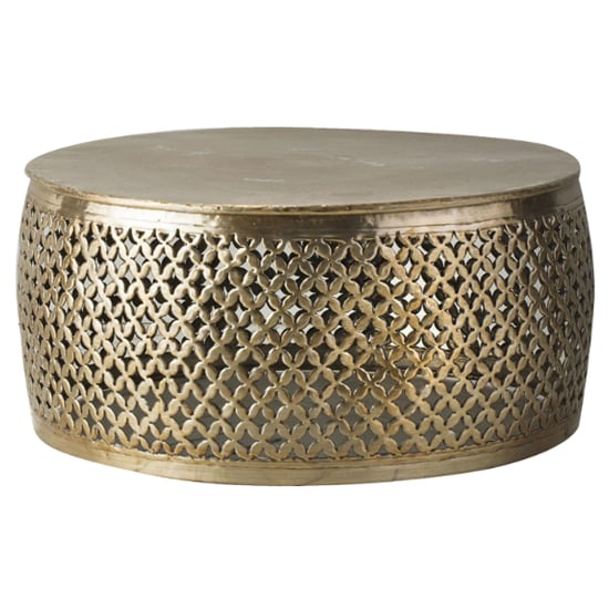 Khaliah Round Metal Coffee Table In Light Gold_2