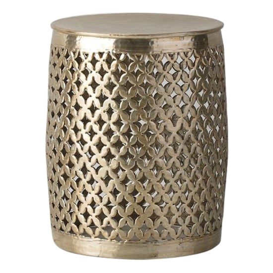 Khaliah Metal Round Side Table In Light Gold
