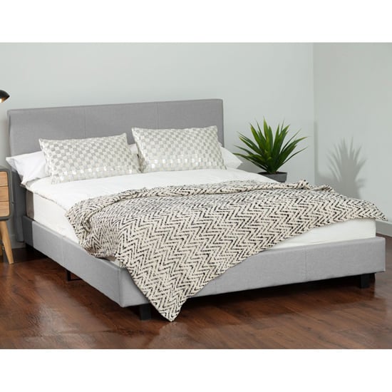 Read more about Khambalia fabric double bed in light grey