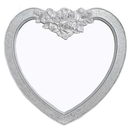 Photo of Kiara heart shape wall mirror in silver mosaic frame