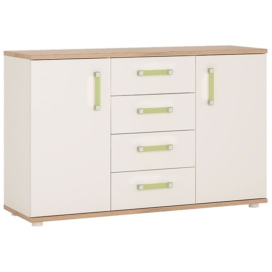 Photo of Kaas wooden sideboard in white gloss oak with 2 doors 4 drawers