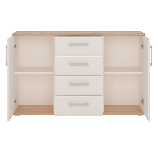 Kroft Wooden Sideboard In White Gloss Oak With 2 Doors 4 Drawers_2