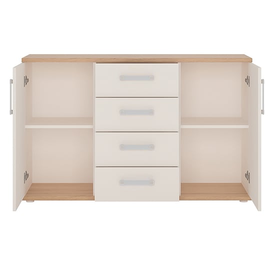 Kast Wooden Sideboard In White Gloss Oak With 2 Doors 4 Drawers_2