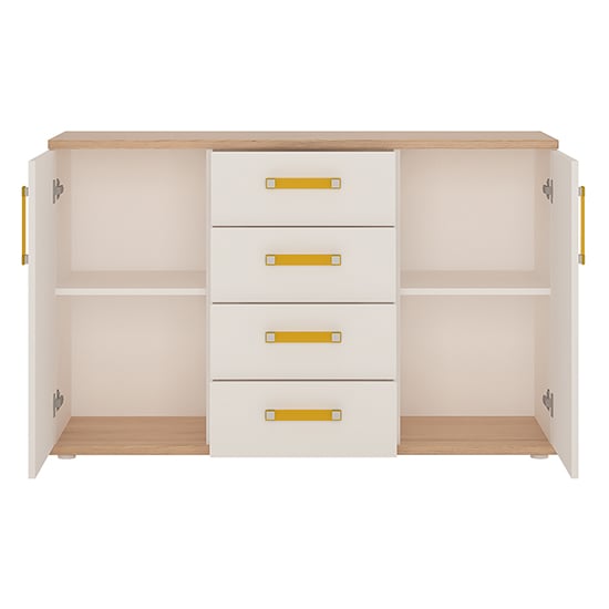 Kepo Wooden Sideboard In White Gloss Oak With 2 Doors 4 Drawers_2