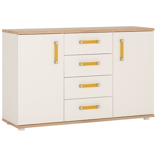 Kepo Wooden Sideboard In White Gloss Oak With 2 Doors 4 Drawers_1