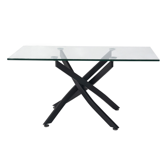 Kidwelly 1200mm Clear Glass Dining Table With Grey Metal Legs_2