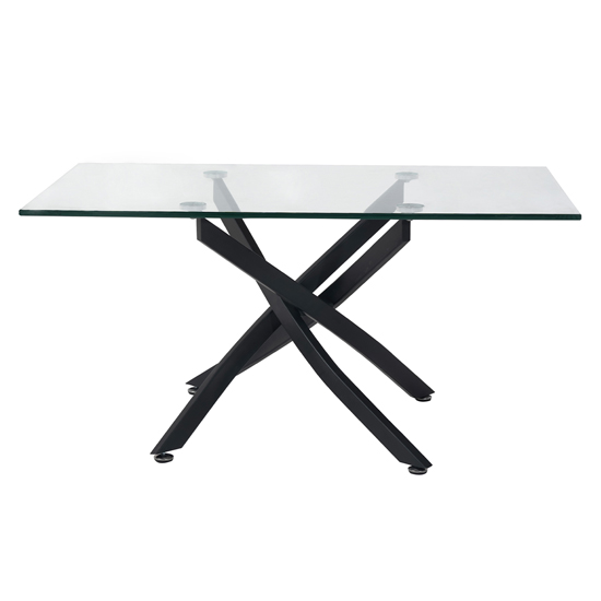 Kidwelly 1600mm Clear Glass Dining Table With Grey Metal Legs_2