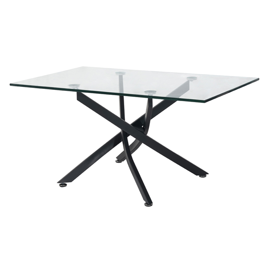 Kidwelly 1600mm Clear Glass Dining Table With Grey Metal Legs