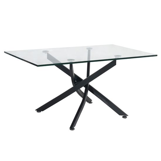 Kidwelly Small Clear Glass Dining Table With Grey Metal Frame